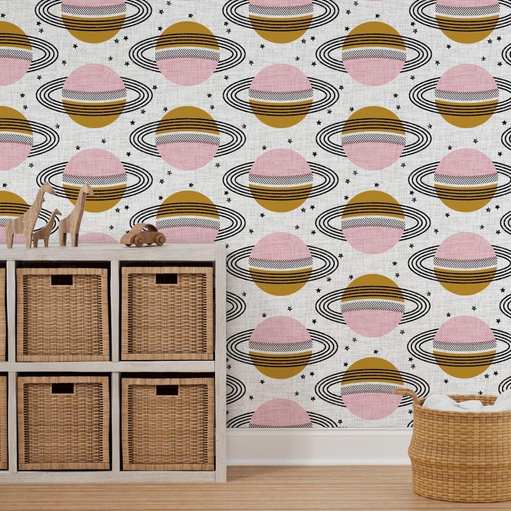 Self-Adhesive Removable Wallpaper 12ft x 2ft - Modern Space Planets Design | Peel & Stick Wall Covering for Nursery, Bedroom, Office Decor | Easy Installation & No Residue