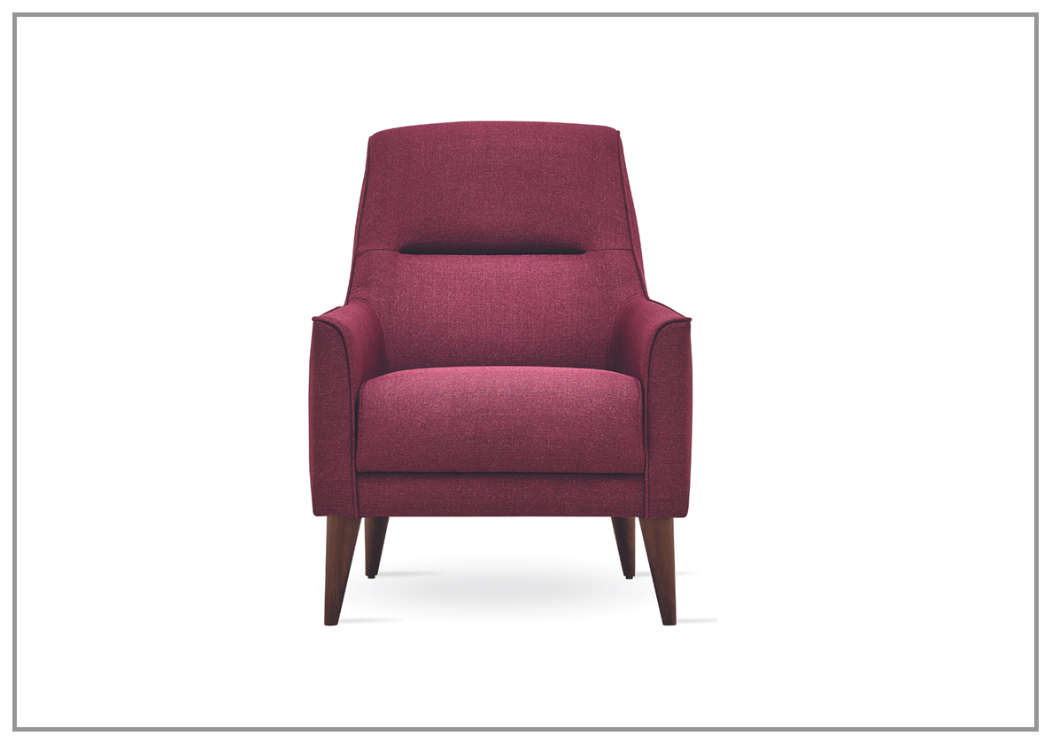 Enza Home Alto Fabric Armchair with Cushion Back - Dark Pink Upholstered Living Room Chair for Lounge, Bedroom, or Office - Comfortable Modern Accent Seating