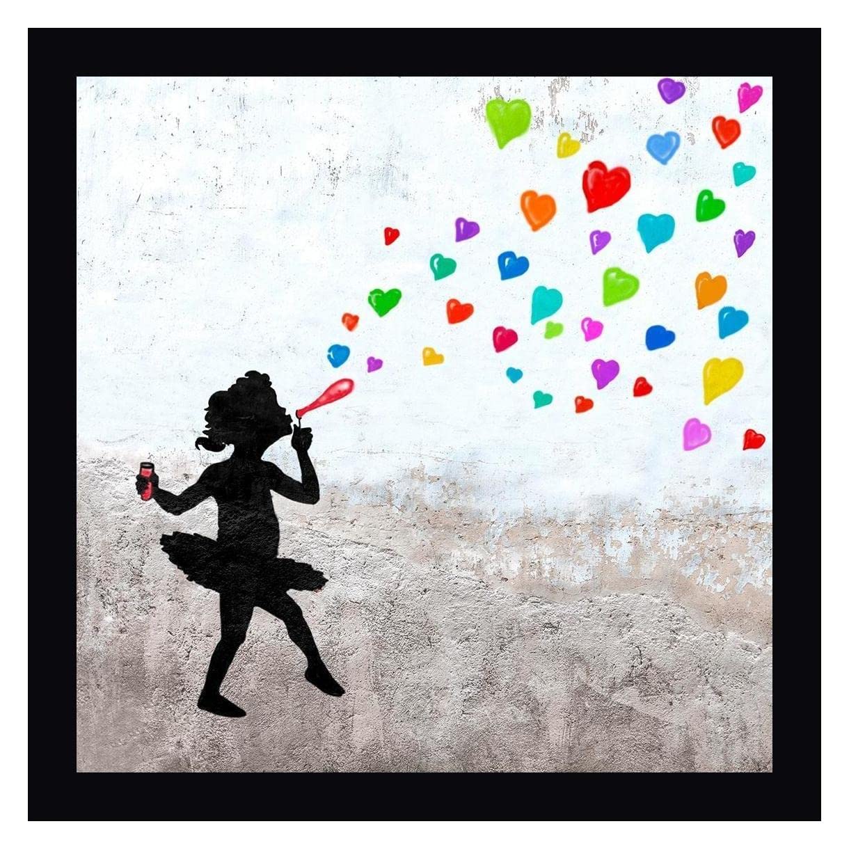 Masterfunk Collective Love Bubbles Framed Canvas Art Print - 36x36 Inch Wall Decor - Black Frame Ready to Hang - Perfect for Living Room, Bedroom & Office Decor