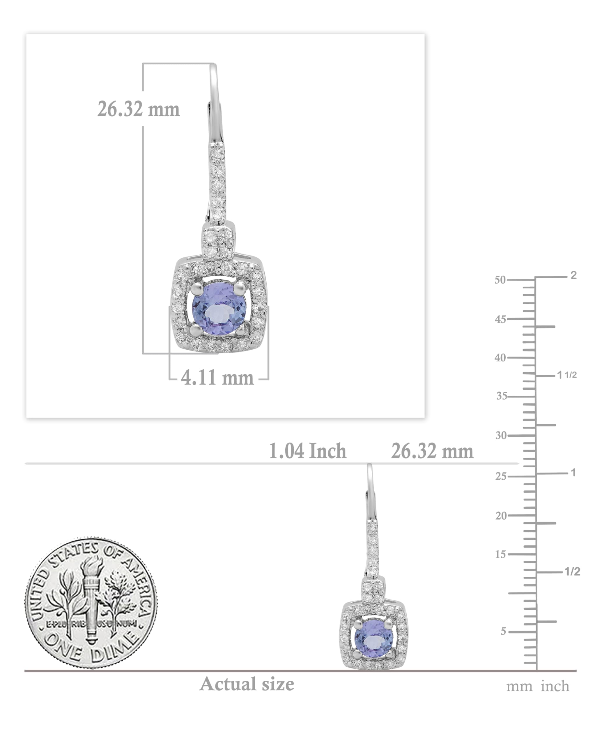Dazzlingrock Collection 10K Solid White Gold Tanzanite & White Diamond Halo Hoop Earrings for Women - Perfect for Weddings, Parties & Special Occasions