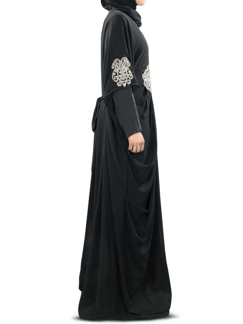 Amara Silver Embroidered Black Kaftan Dress for Women - Elegant Boho Maxi Dress for Beach, Party & Special Occasions