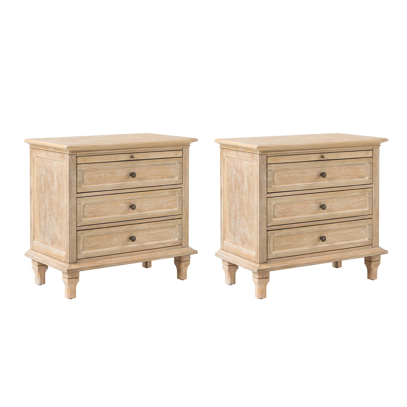 Galatea 3-Drawer Nightstand with USB Charging Ports & Power Outlets - Modern Bedside Table with Storage for Bedroom, Living Room or Office