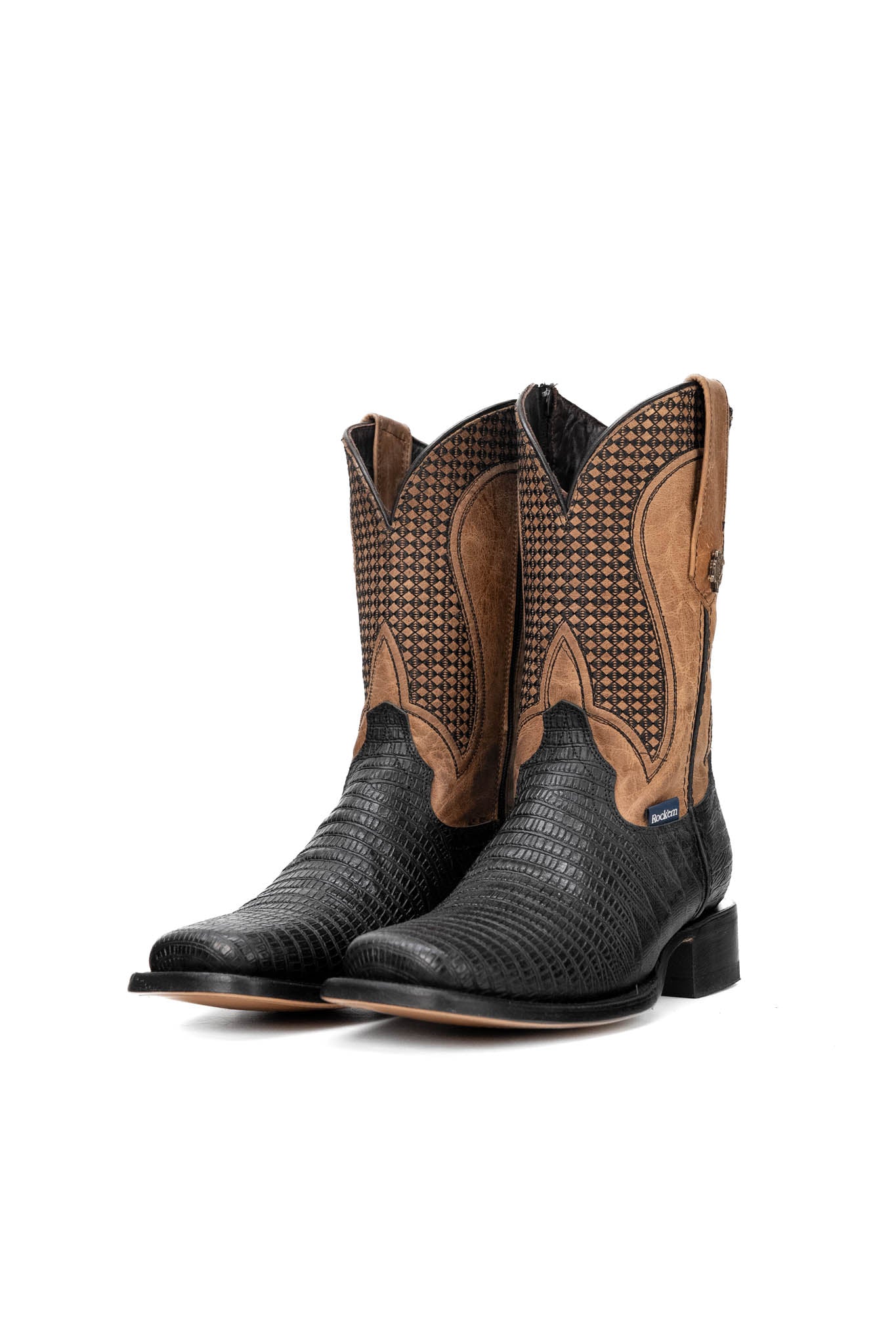 Montana Lizard Rodeo Toe Cowboy Boots for Men - Genuine Leather Western Boots with Exotic Skin Design - Perfect for Country Dancing, Rodeo Events & Western Fashion