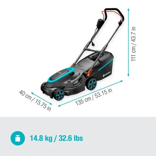 Gardena PowerMax 37/1800 G2 Electric Lawn Mower - 20 Inch Cutting Width, Corded (Model 14637) | Perfect for Small to Medium Yards, Residential Lawn Care & Eco-Friendly Grass Cutting