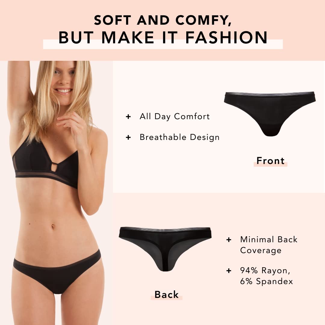 LIVELY No Show Thong for Women - Seamless Invisible Panty Lines Underwear | Low-Rise Comfortable Hipster Panties | Perfect for Yoga, Workouts & Everyday Wear