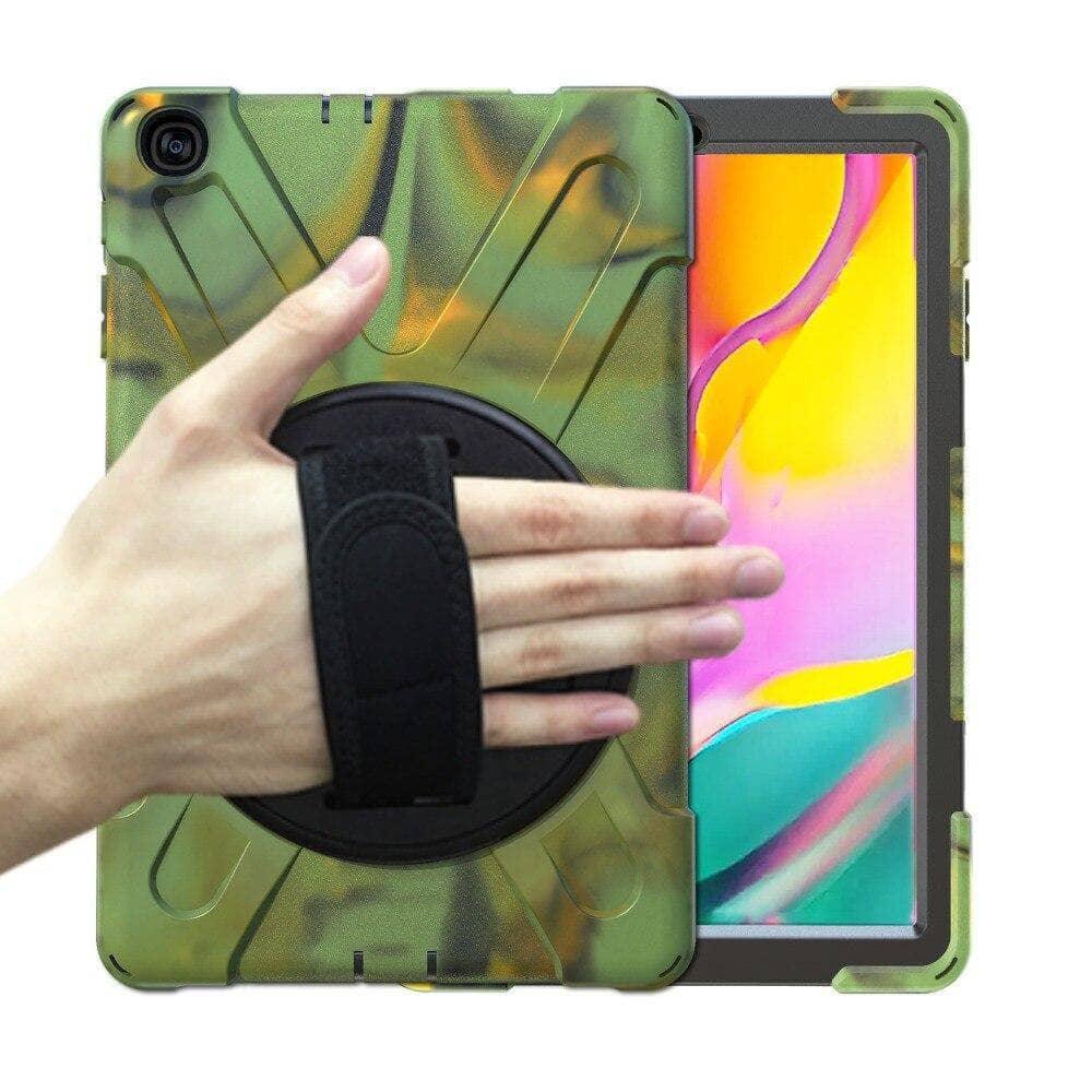 Samsung Tab A 10.1 (2019) T510/T515 Rugged Tablet Case with 360° Swivel Stand, Silicone Hard Cover & Hand/Neck Strap - Perfect for Work, Travel and Outdoor Use