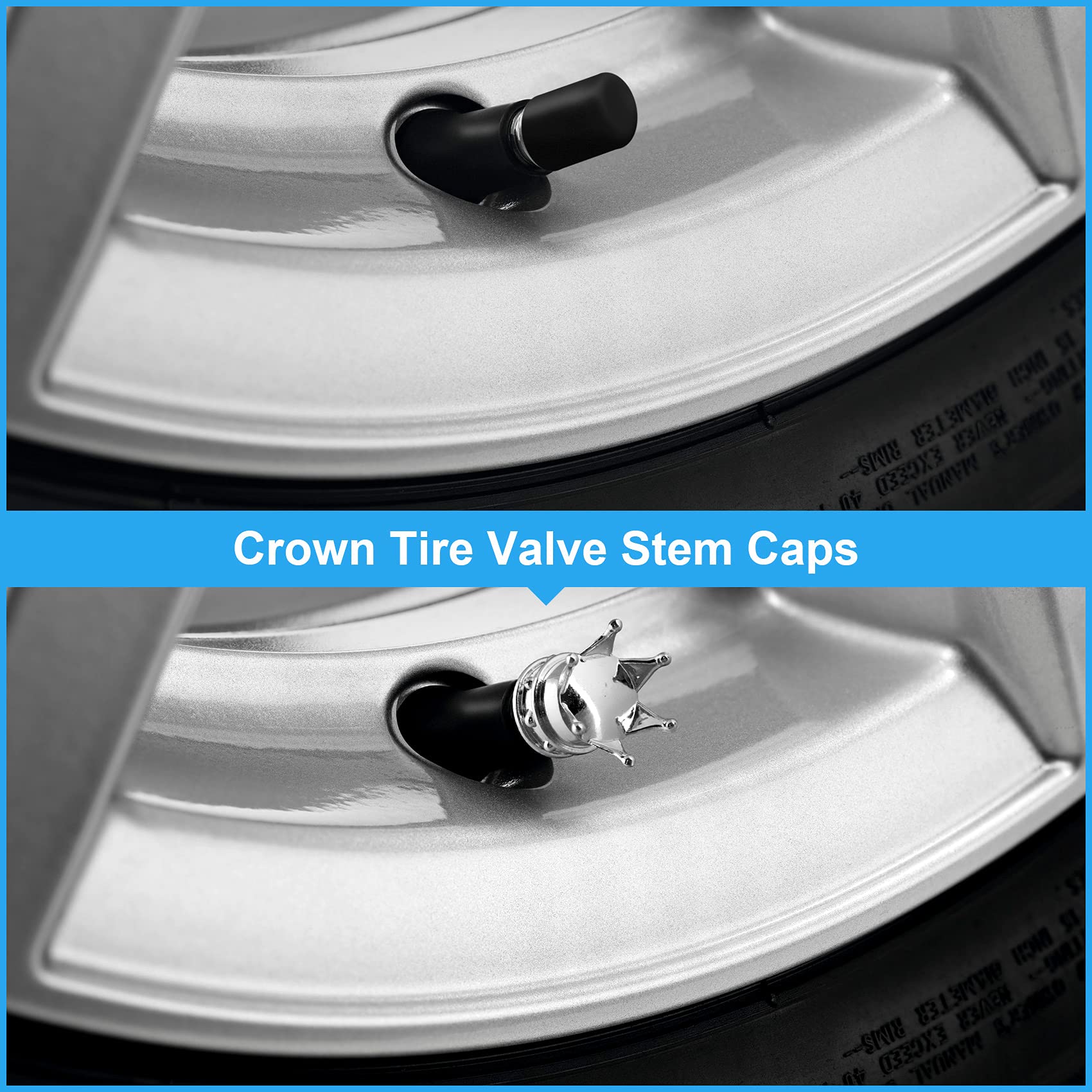 Universal 6-Pack Tire Valve Caps - Dustproof for Car, Motorcycle & Bike Wheels - Light Silver