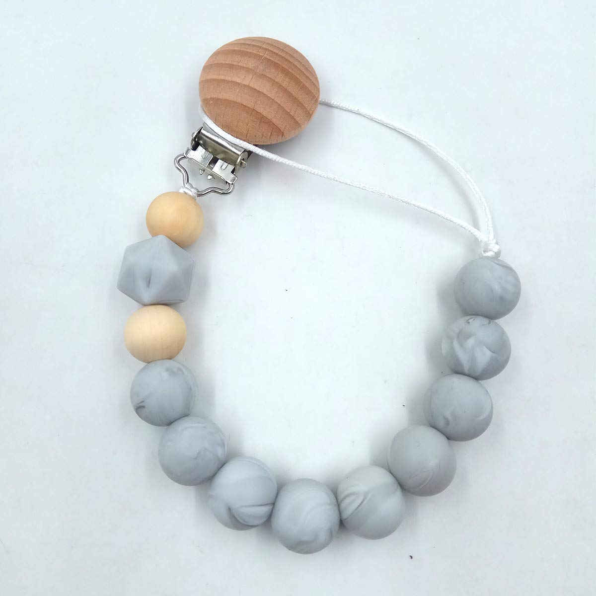 Natural Beech Wood Pacifier Clips - Safe Teething & Grasping Toy for Babies, DIY Wooden Pacifier Holder with 3.5cm No-Hole Design - Perfect for Nursery, Stroller, and Baby Gear Accessories