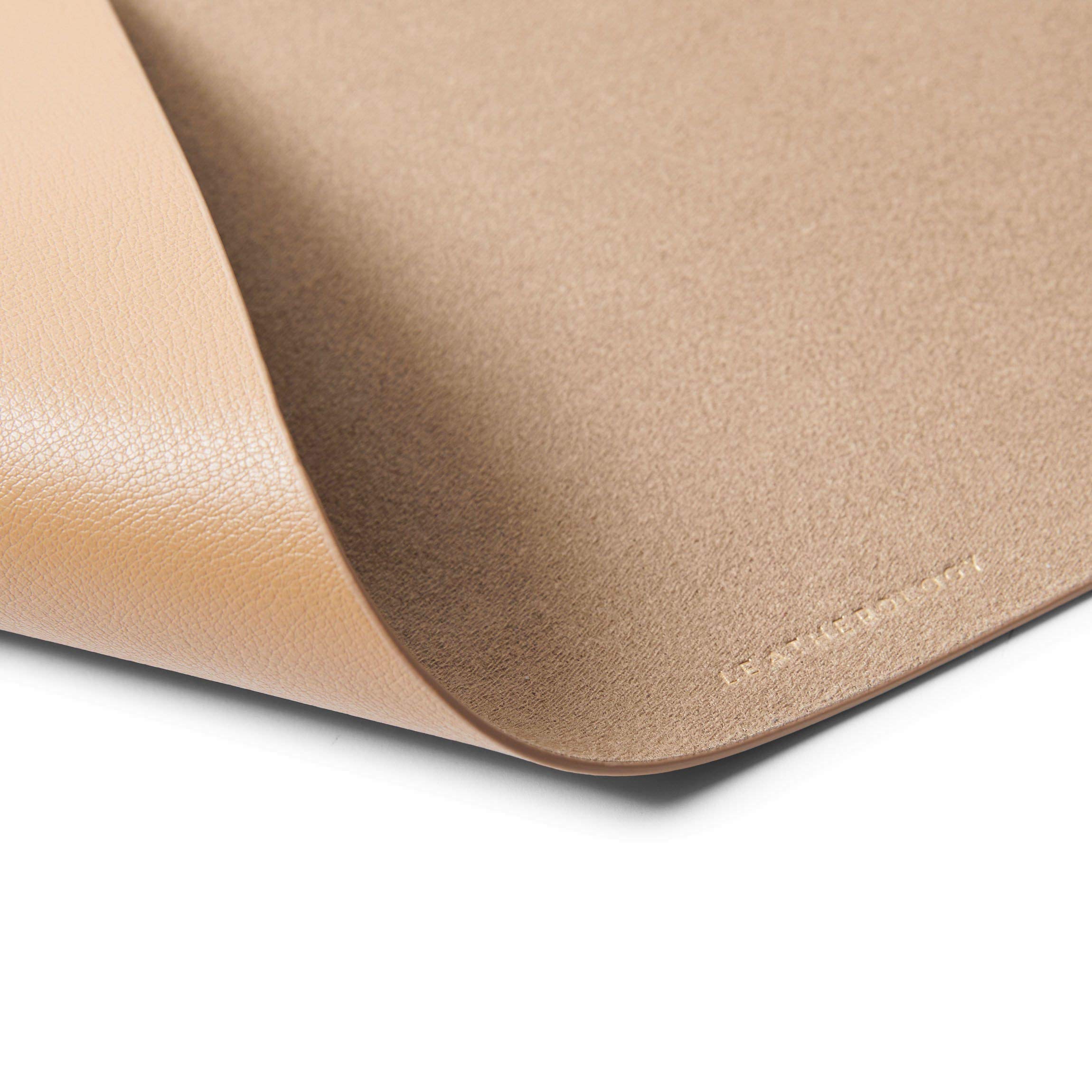 Premium Tan Italian Leather Desk Pad for Laptop & Monitor - Luxurious Leather Workstation Protector for Keyboard & Mouse | Home Office & Workspace Essential