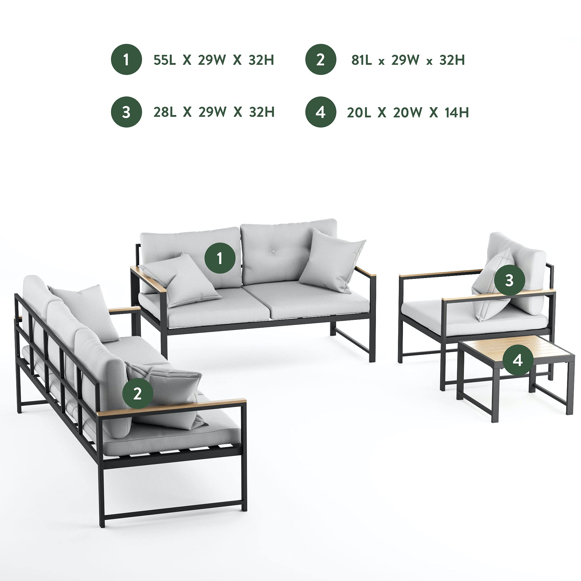 **Edenbrook Cliffside Metal Patio Furniture Set - Mix & Match Outdoor Dining Table with Wood Top - Perfect for Backyard, Garden, and Poolside Gatherings**