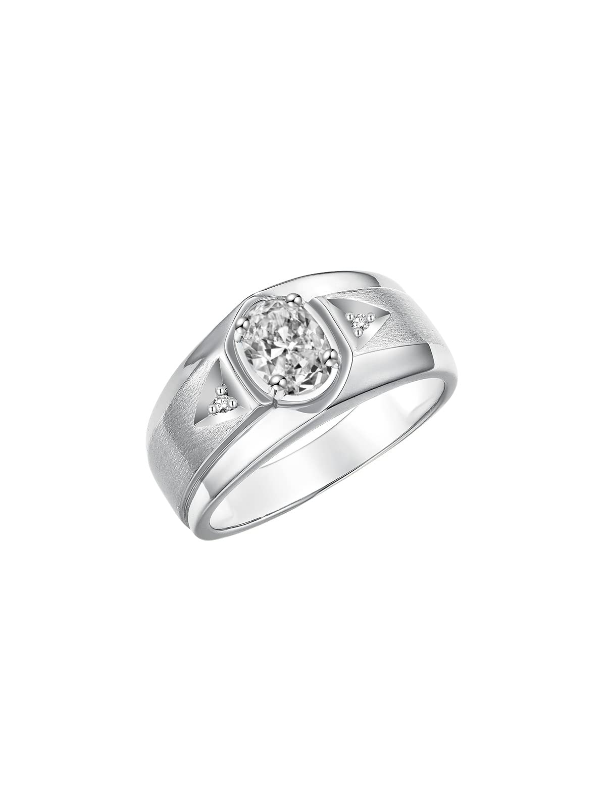 Rylos Men's Sterling Silver 7X5MM Oval Gemstone & Diamond Ring - Classic Birthstone Jewelry for Men, Sizes 8-13 | Perfect for Weddings, Anniversaries & Gifts