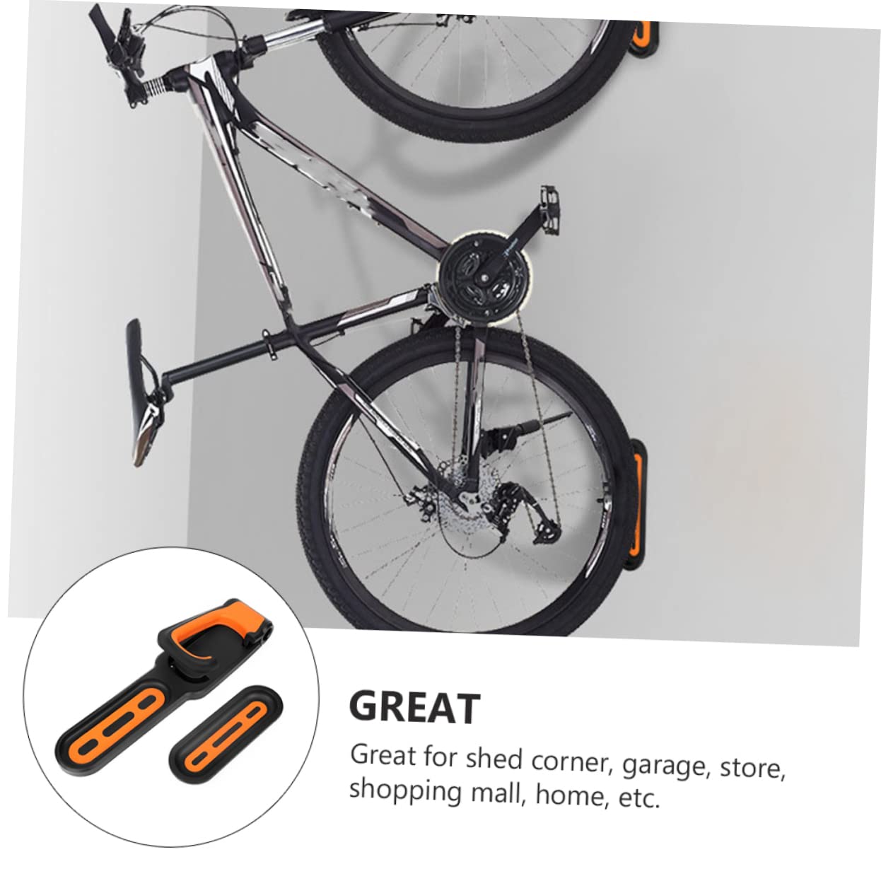 INOOMP 3-Pack Heavy Duty Bike Hooks - Wall Mounted Bicycle Storage Hanger for Garage, Shed & Home Organization - ABS Plastic Bike Accessories for Space Saving Storage