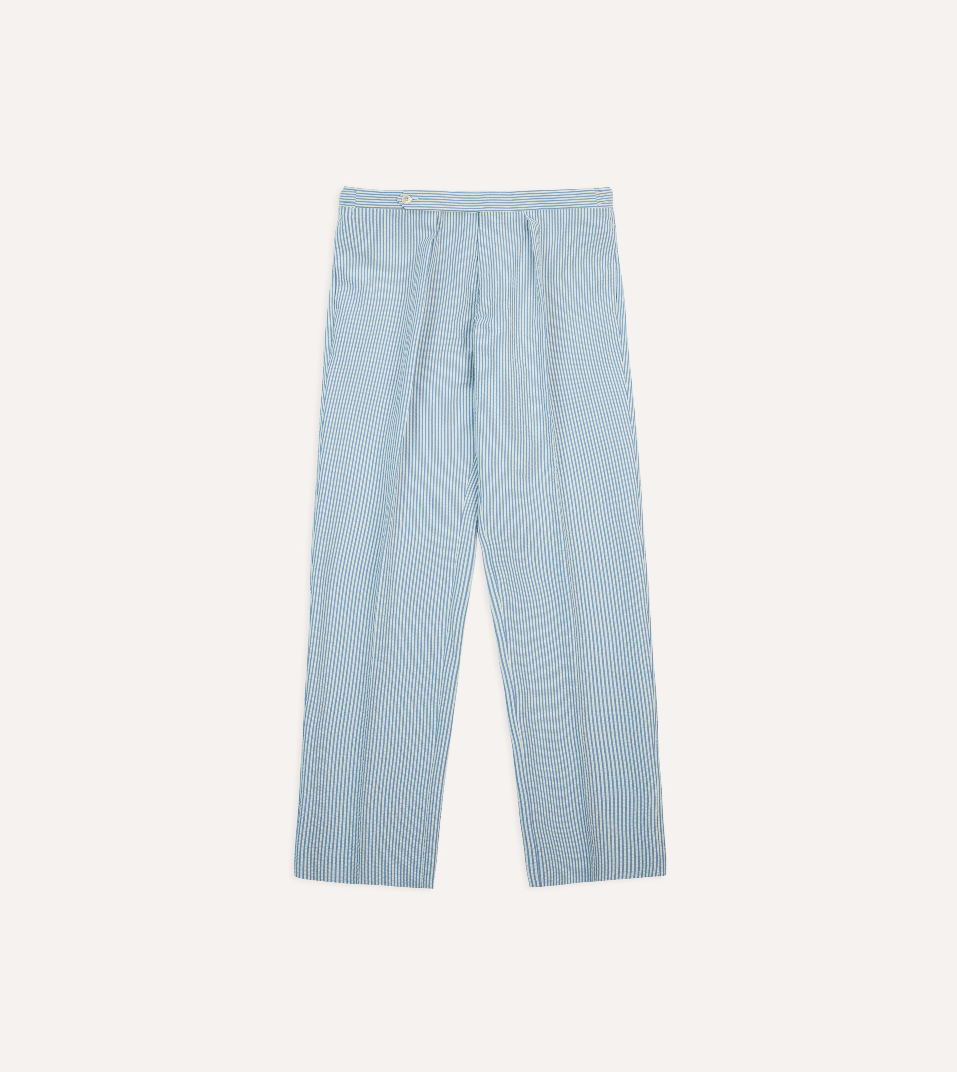 Premium Seersucker Cotton Single Pleat Dress Pants for Men - Breathable Summer Business Casual & Wedding Attire