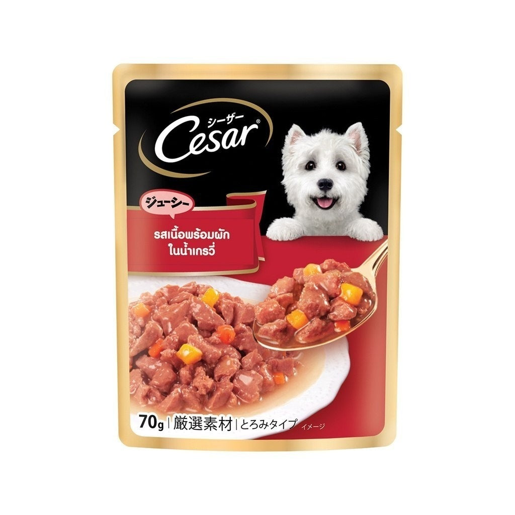 Premium Cesar Craft Pouch Flavored Wet Dog Food - 60g & 70g Packs - Delicious Meals for Small & Medium Dogs - Perfect for Travel, Training & Special Treats