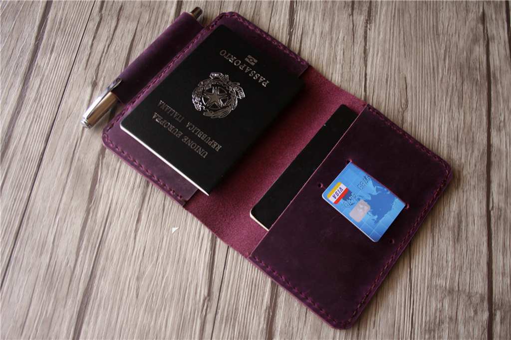 Personalized Women's Passport Holder - Purple Leather Travel Wallet for Women | Perfect for Airplane Travel, Vacation & Business Trips