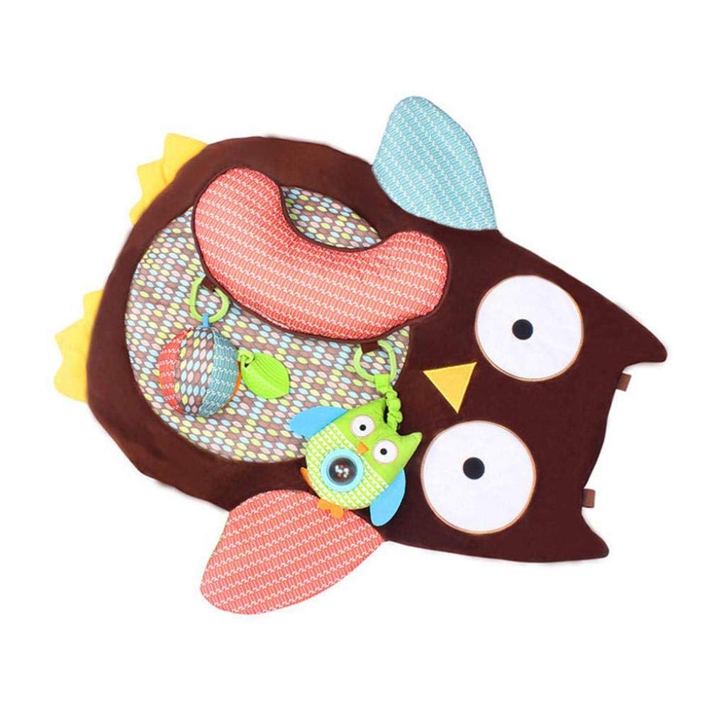 Soft Cartoon Owl Baby Play Mat with Safety Mirror & Hanging Toys - Non-Toxic Tummy Time Crawling Mat for Newborns & Infants - Perfect for Nursery Floor Play, Sensory Development & Early Learning Activities