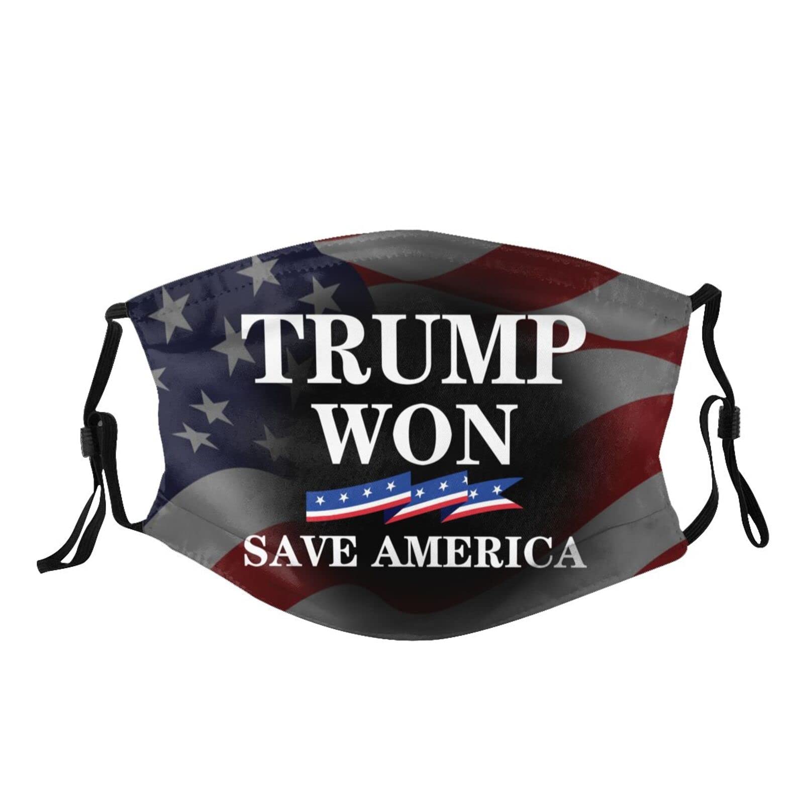 Trump Won Save America Face Mask - Washable & Reusable for Adults with 2 Filters - Breathable Comfort for Daily Wear, Outdoor Activities & Political Events
