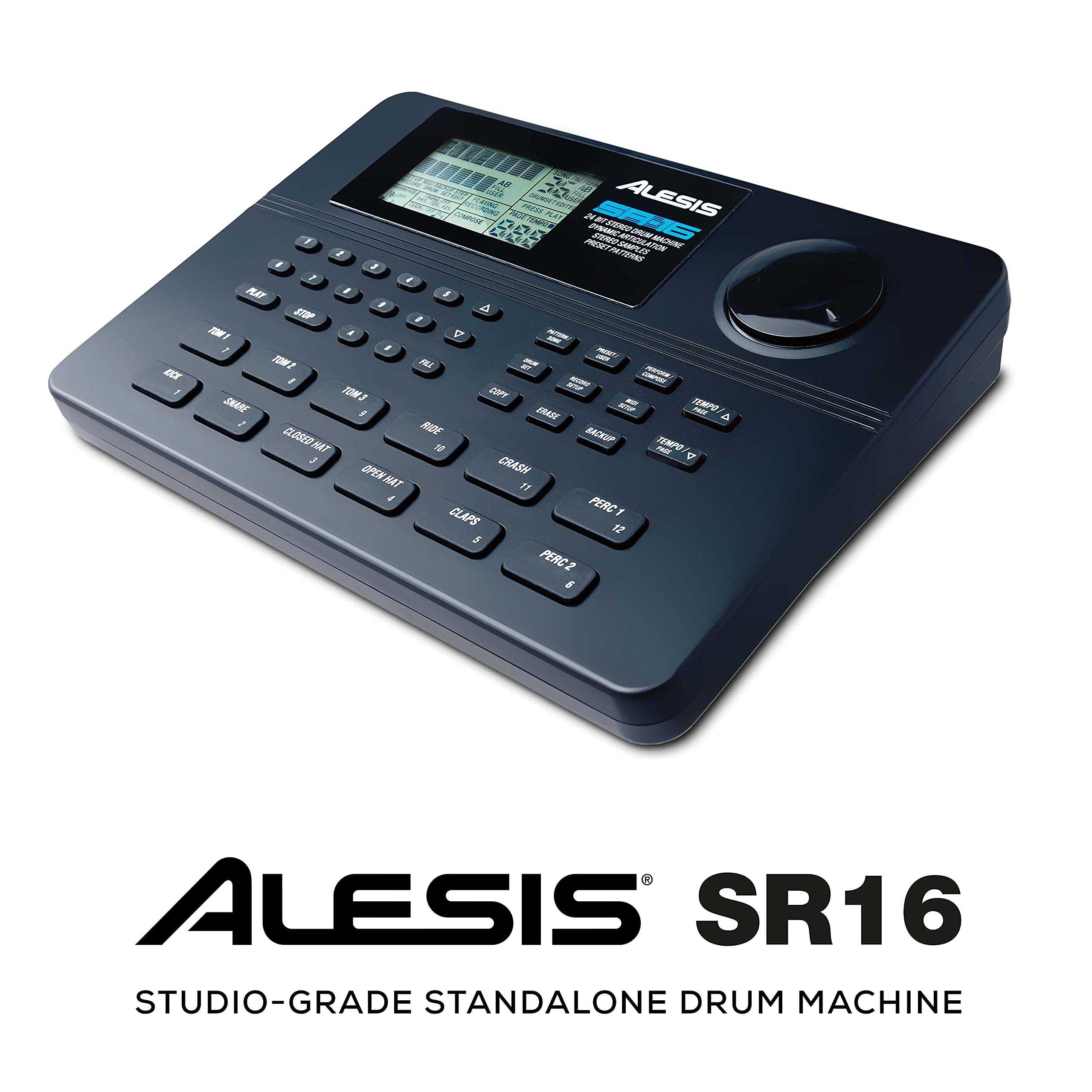 Alesis SR-16 Professional Drum Machine - Standalone Electronic Drum Kit with 233 Onboard Sounds, Built-In Effects & MIDI I/O for Music Production, Live Performance & Studio Recording