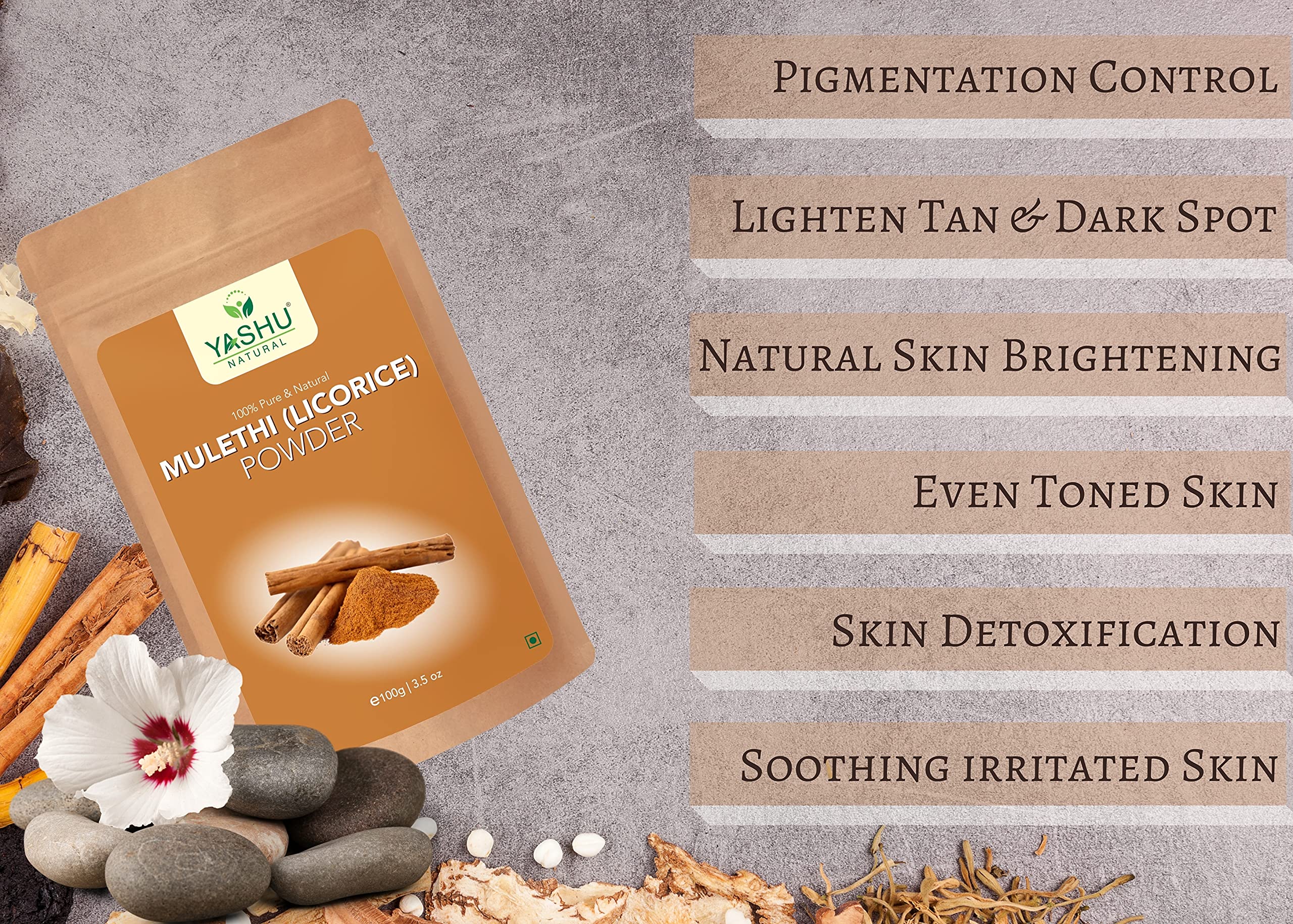YASHU Pure Sandalwood & Organic Licorice Face Pack Powder - Natural Glow & Oil Control for Healthy Skin | 200g Ayurvedic Skincare for Daily Use & Spa Treatments