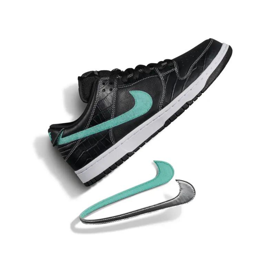 Nike SB Dunk Low Diamond Supply Co. Black Diamond Black Chrome Tropical Twist Sneakers - Men's Skateboarding Shoes for Streetwear & Casual Wear