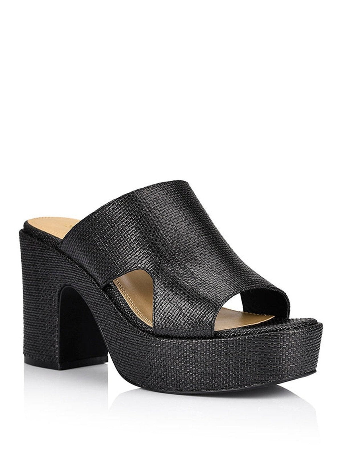 Black Raffia Milky Platform Sandals for Women - Comfortable Summer Beach Shoes for Outdoor Walking, Vacation & Casual Wear