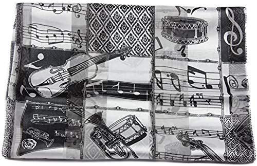 Mytoptrendz® - Lightweight Soft Silky Music Note Printed Scarf for Women - Fashionable Neck Wrap in Various Colors - Perfect for Concerts, Gifts, and Everyday Style