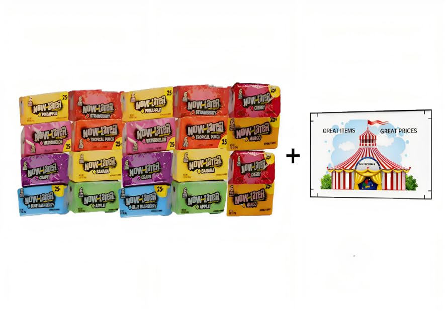 Now & Later Assorted Fruit Candy - 10 Delicious Flavors - 120 Pieces (20-Pack) - Perfect for Halloween, Parties, Lunchboxes & Snacks