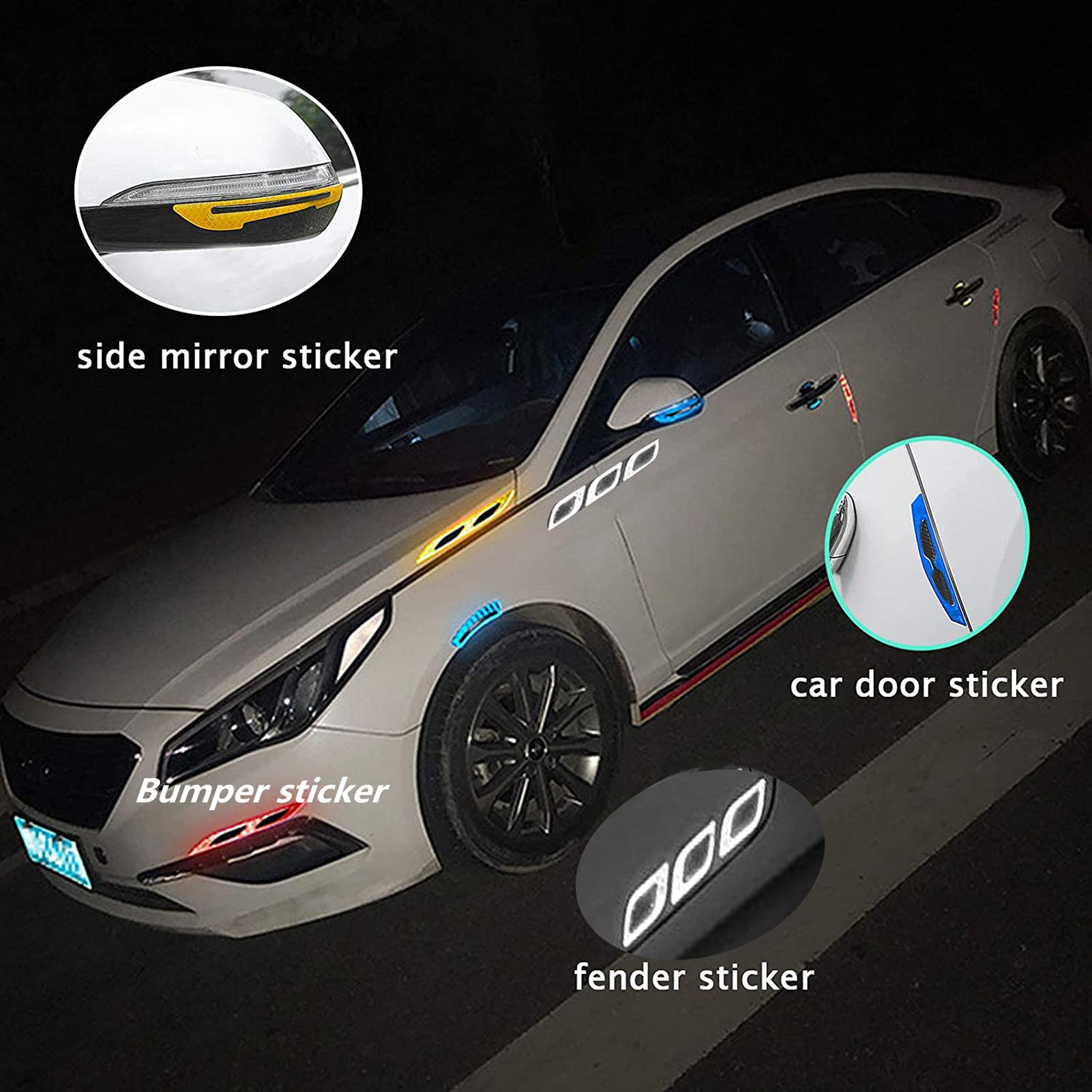 Carbon Fiber Reflective Car Door Edge Guard Stickers - Anti Scratch Safety Warning Strips for Vehicle Protection | Perfect for Night Driving, Parking Safety & Door Edge Protection