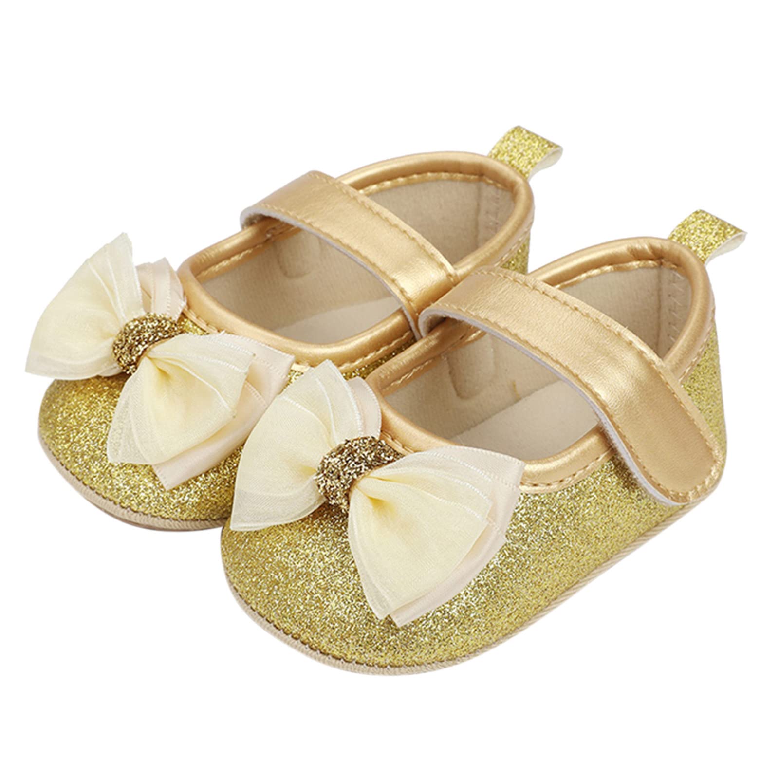 Baby Girls & Boys First Walker Shoes with Bowknot & Paillette Design - Soft Sole Crib Shoes for Infants | Perfect for First Steps, Special Occasions & Photo Shoots