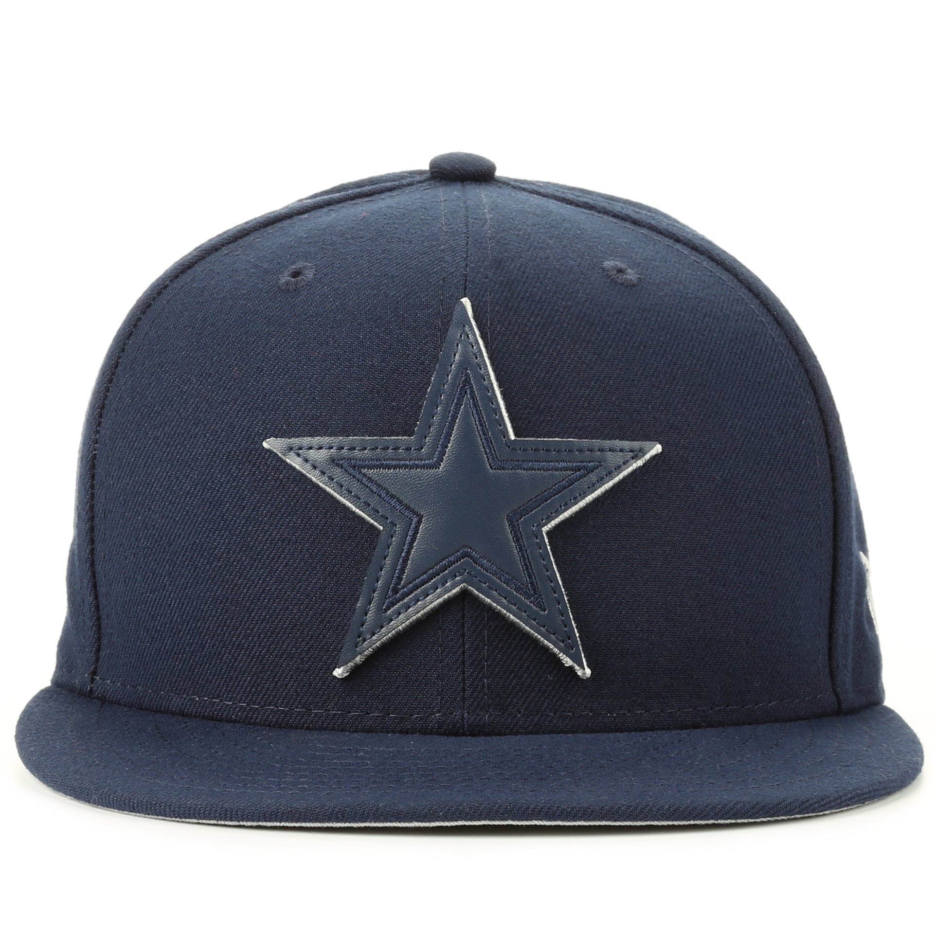 New Era 59Fifty Leather Fitted Baseball Cap - Dallas Cowboys Navy Blue Snapback Hat for Men - Perfect for Game Day, Sports Events & Casual Wear