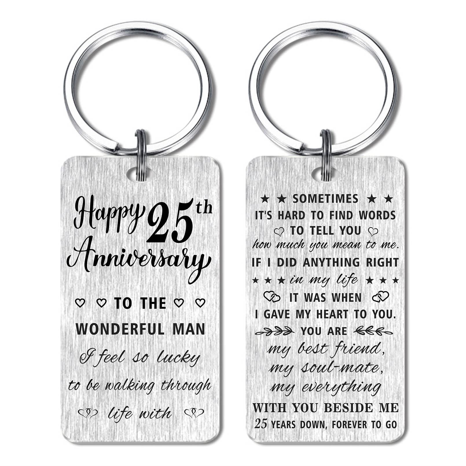 HYHYDHP 25th Anniversary Keychain - Elegant Gift for Husband, Men's Wedding Anniversary Present - Perfect for 25 Year Milestone Celebrations & Romantic Surprises