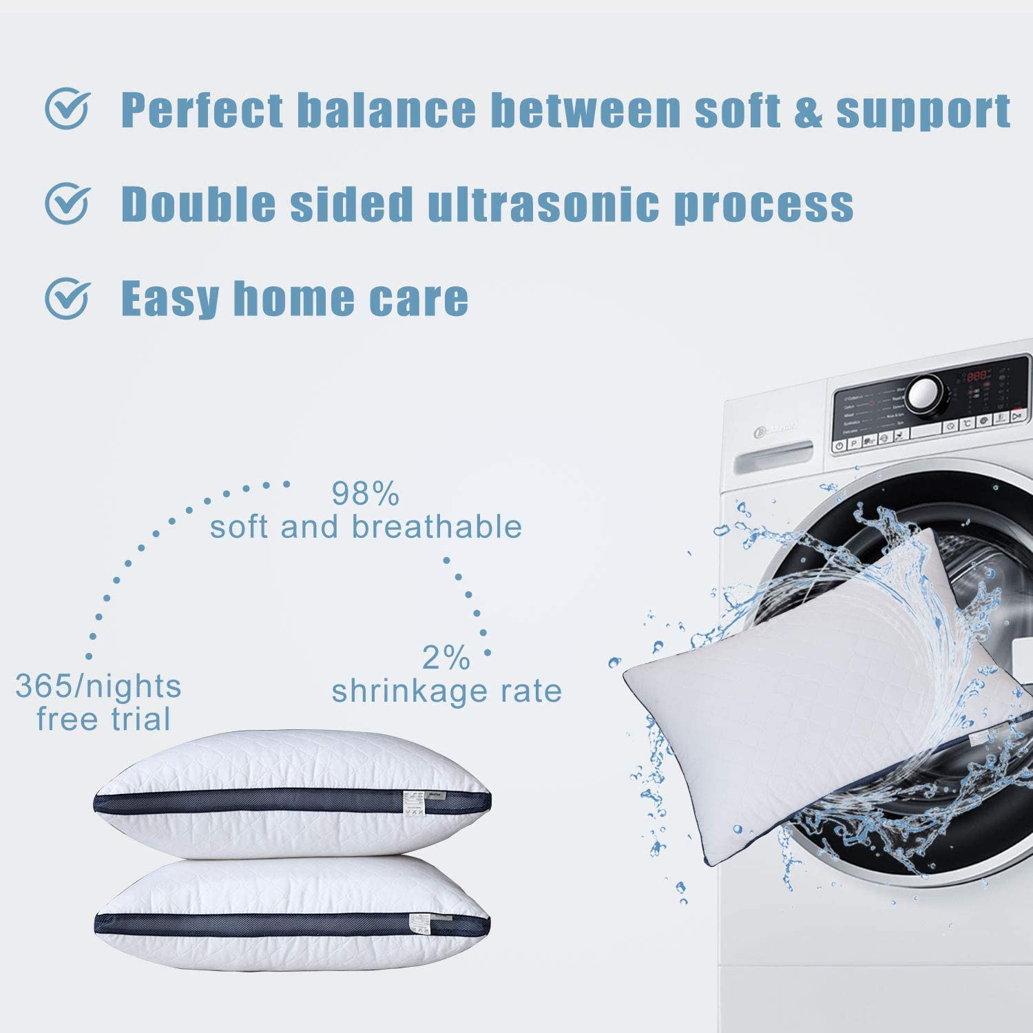Premium King Size Pillows for Sleeping (2-Pack) - Luxury Hotel Quality Bed Pillows for Side, Back & Stomach Sleepers - Breathable & Supportive for Ultimate Comfort - Perfect for Home, Hotel & Guest Rooms