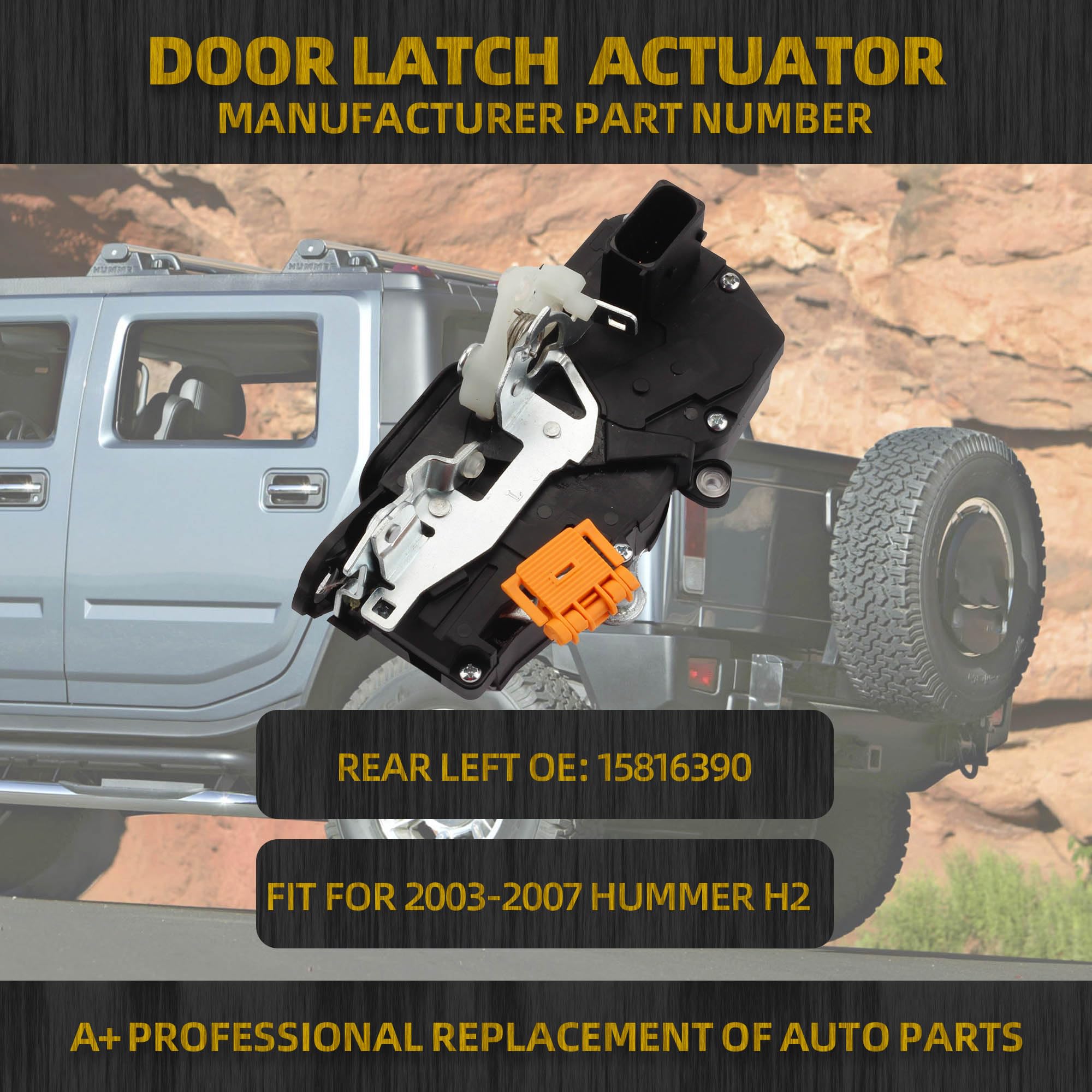 Dasbecan Rear Door Lock Actuator Assembly Compatible with Hummer H2 2003-2007 Left Driver Side - Replacement for OEM Part 15816390 - Easy Installation for Secure Vehicle Access