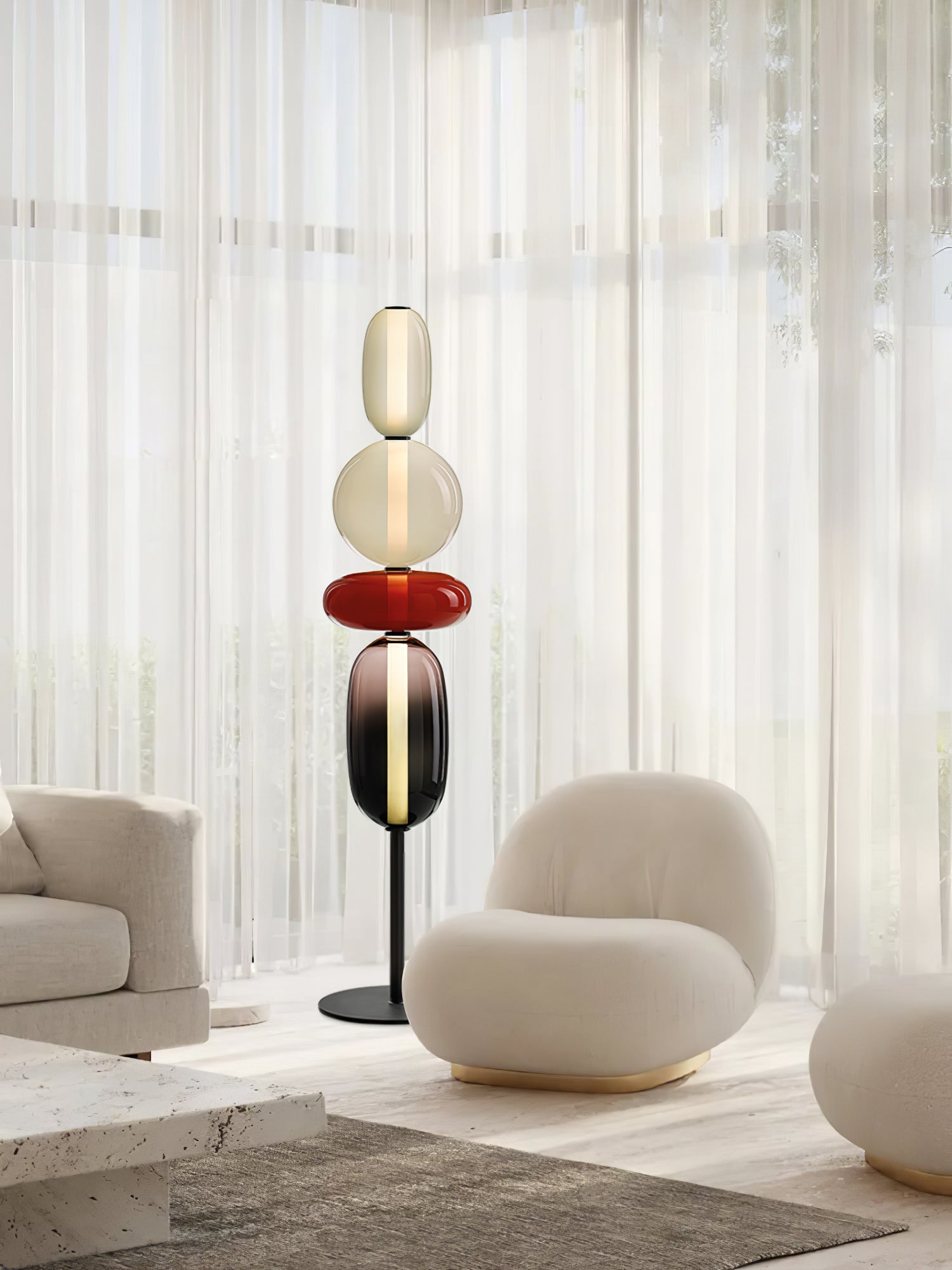 LED Glass Floor Lamp with Remote Control - Modern Dimmable Standing Light for Living Room, Bedroom, and Office Decor