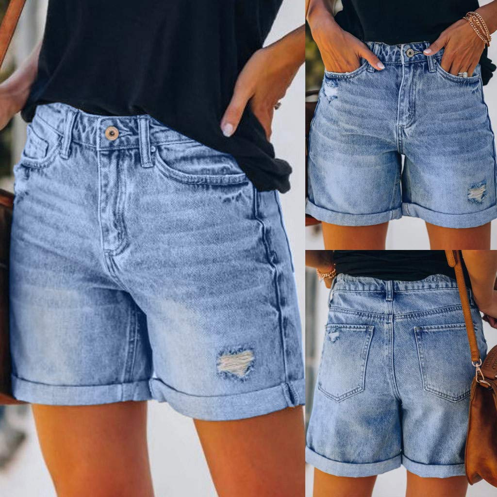 Women's High Waist Ripped Denim Shorts | Summer Casual Washed Jeans for Outfits