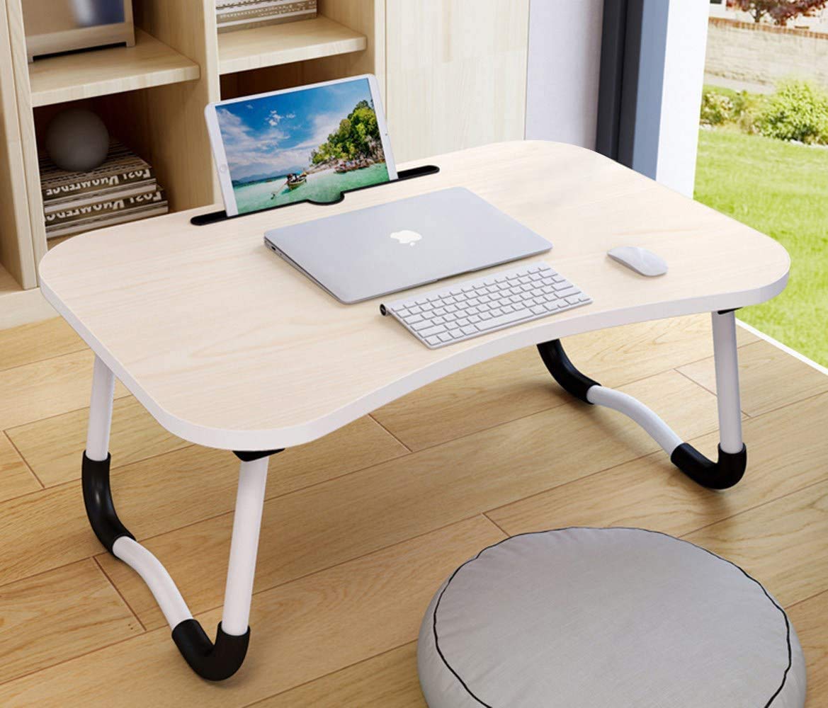 EYdoter Adjustable Laptop Tray Bed Table - Portable Lap Desk with Tablet Holder & Storage Slot - Perfect for Breakfast in Bed, Working from Home, Studying on Couch or Floor (Ideal for Adults, Students & Kids)