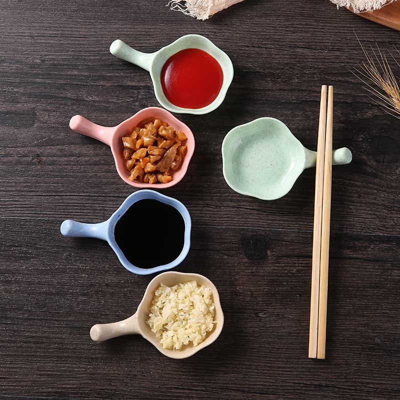 Eco-Friendly Wheat Straw Condiment Dishes Set - Small Soy Sauce & Vinegar Bowls for Kitchen, Dining, and Picnic Use