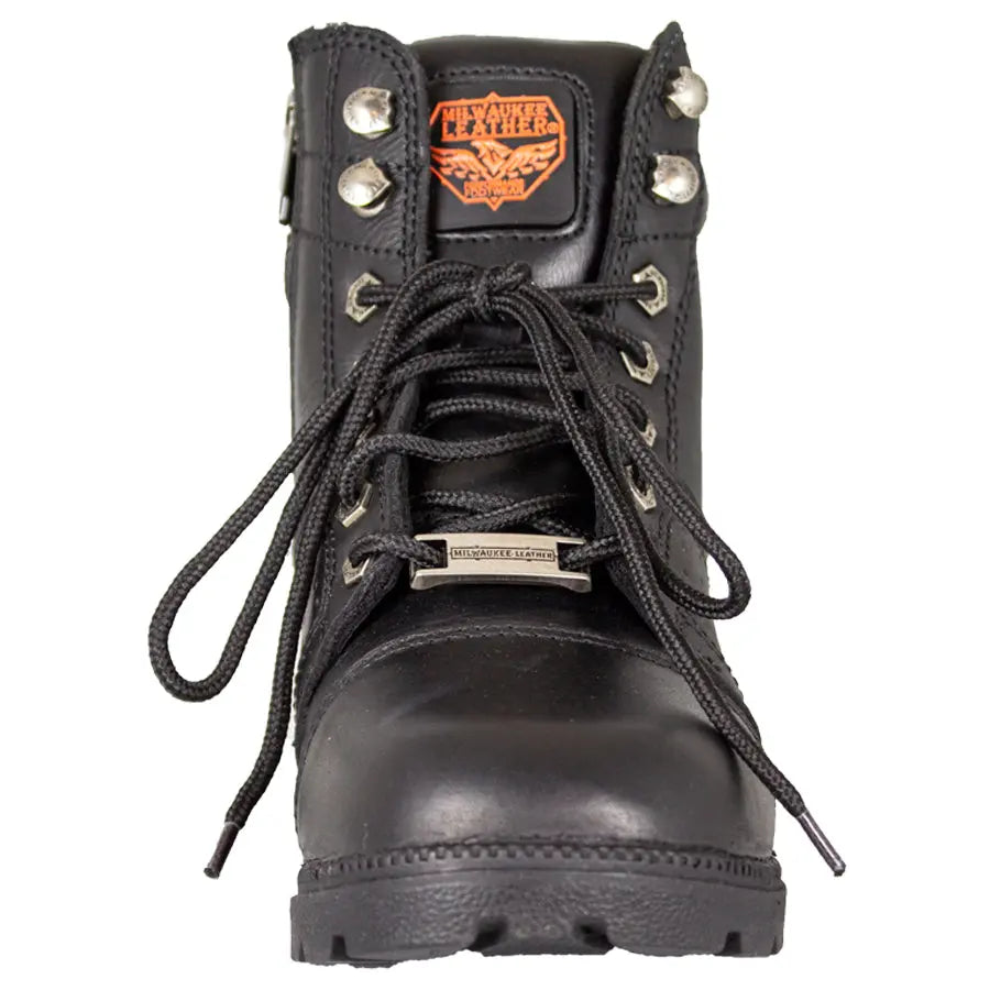 Milwaukee Leather Women's Side Zip Lace Up Motorcycle Boots - Waterproof Riding Boots for Women, Comfortable & Durable Biker Boots with Anti-Slip Sole - Perfect for Motorcycle Riding, Outdoor Adventures & Casual Wear
