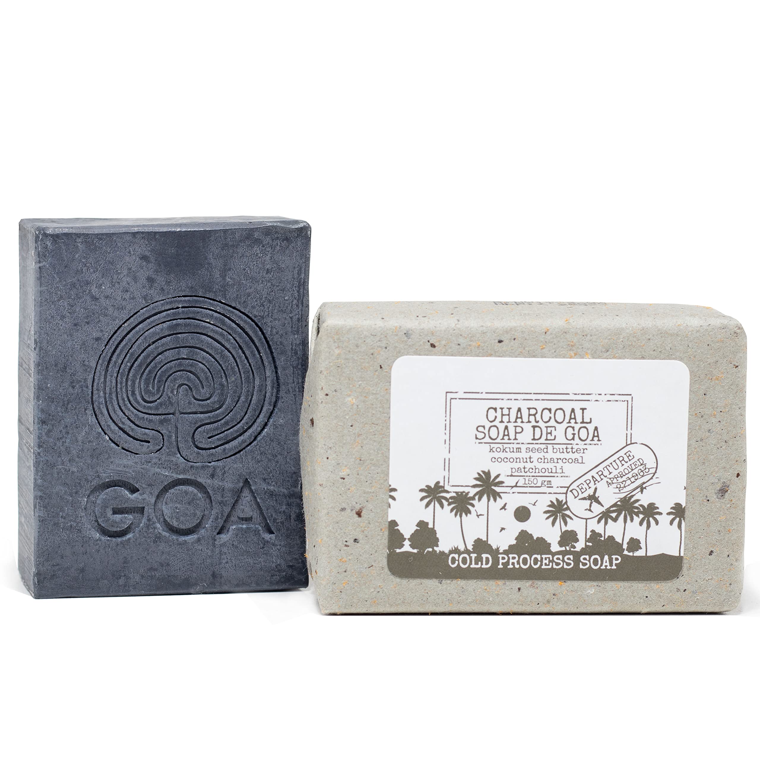 Organic Amsarveda Charcoal Soap from Goa - Deep Cleansing & Detoxifying Face & Body Bar for Acne, Blackheads & Oily Skin - Perfect for Daily Skincare Routine & Spa Treatments
