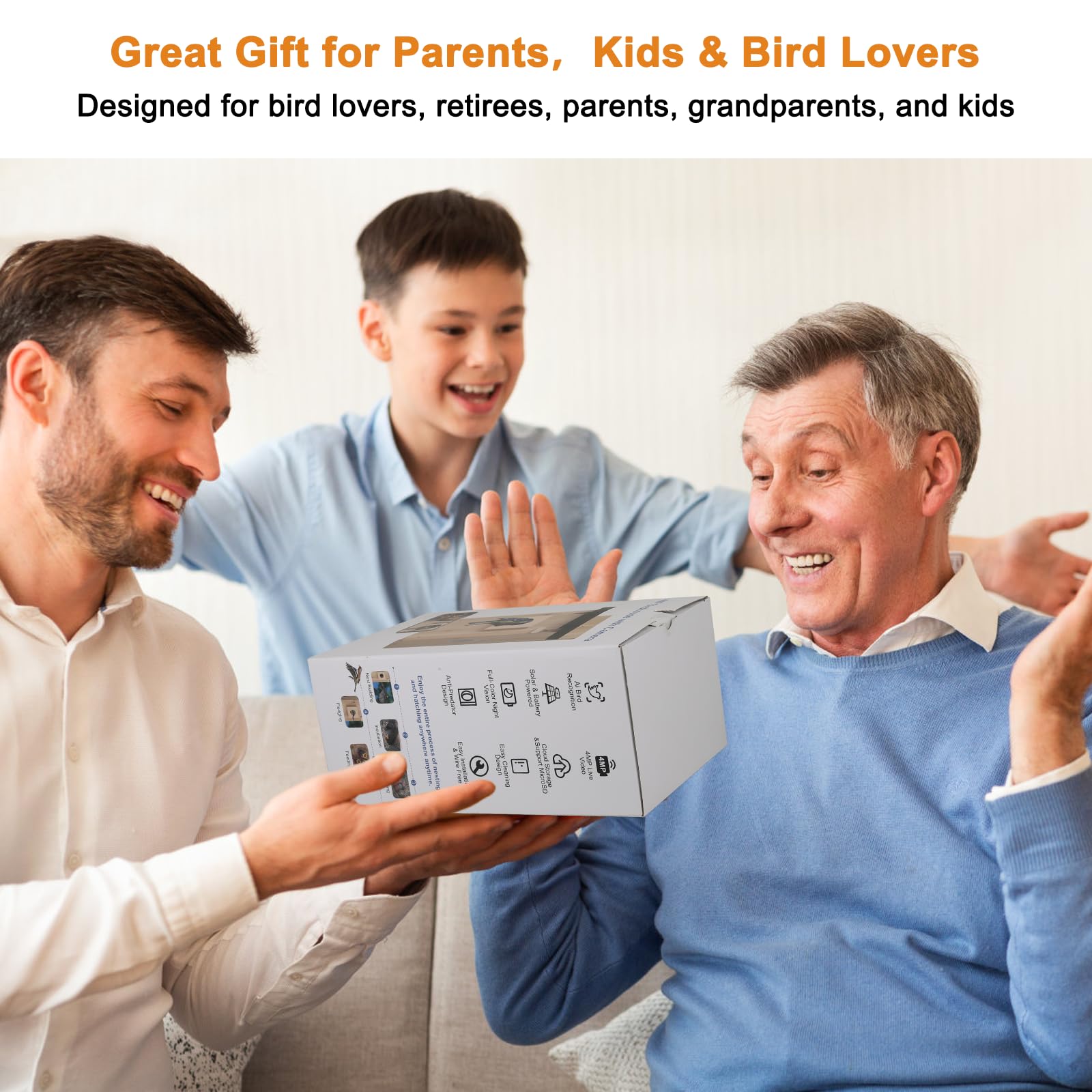 4MP Smart Bird House with Camera - AI Identify & Solar Powered, Real-Time Bird Nesting & Hatching Monitor, Perfect Gift for Bird Lovers - Ideal for Backyard Birdwatching & Wildlife Observation