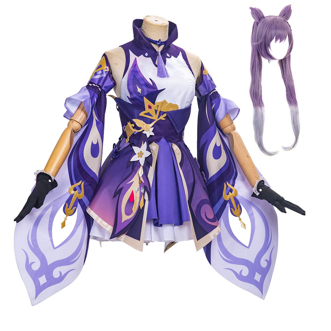 Genshin Impact Keqing Cosplay Costume Full Set with Wig - Premium Domani Cosplay Outfit for Halloween, Anime Conventions & Role Play | Perfect for Cosplayers, Fans & Collectors