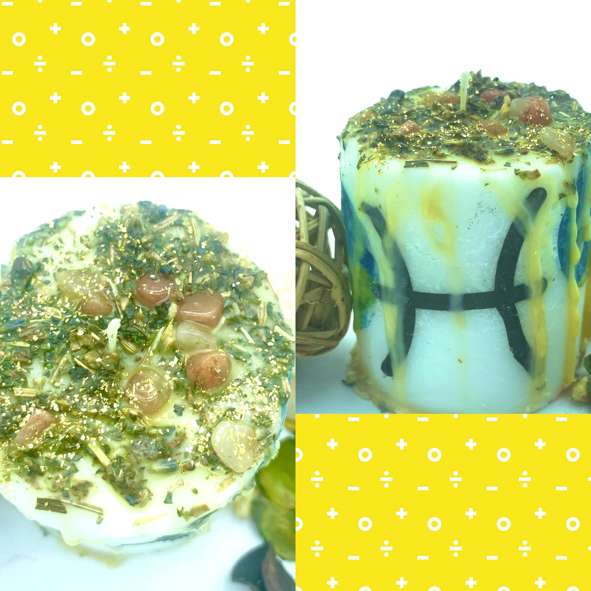 Zodiac Cancer Manifestation Candle with Crystals & Herbs for Meditation & Rituals