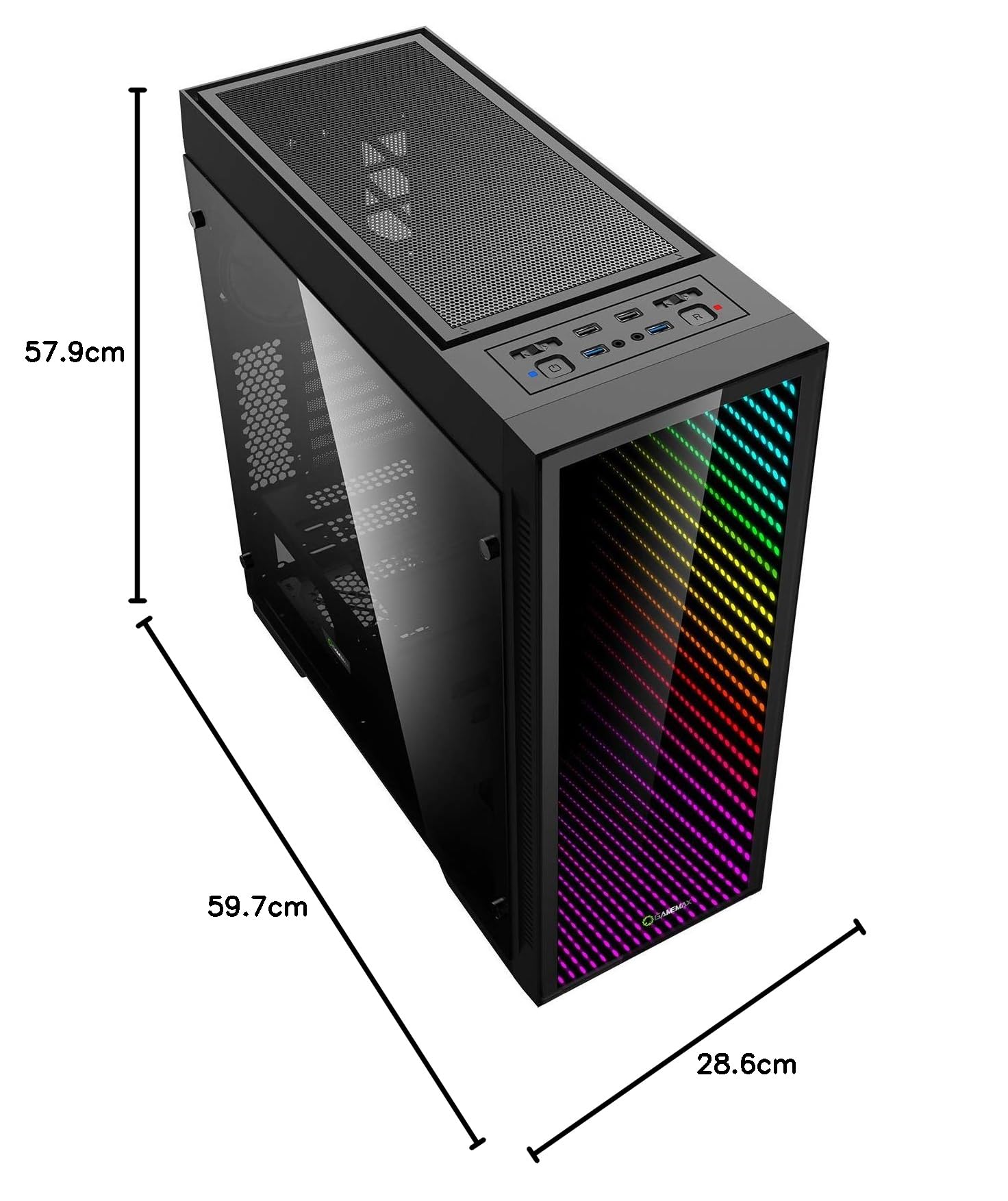GameMax Abyss ARGB E-ATX Mid Tower PC Gaming Case - High Airflow Tempered Glass Design, RGB Lighting | Perfect for Gaming Rigs & Streaming Setups