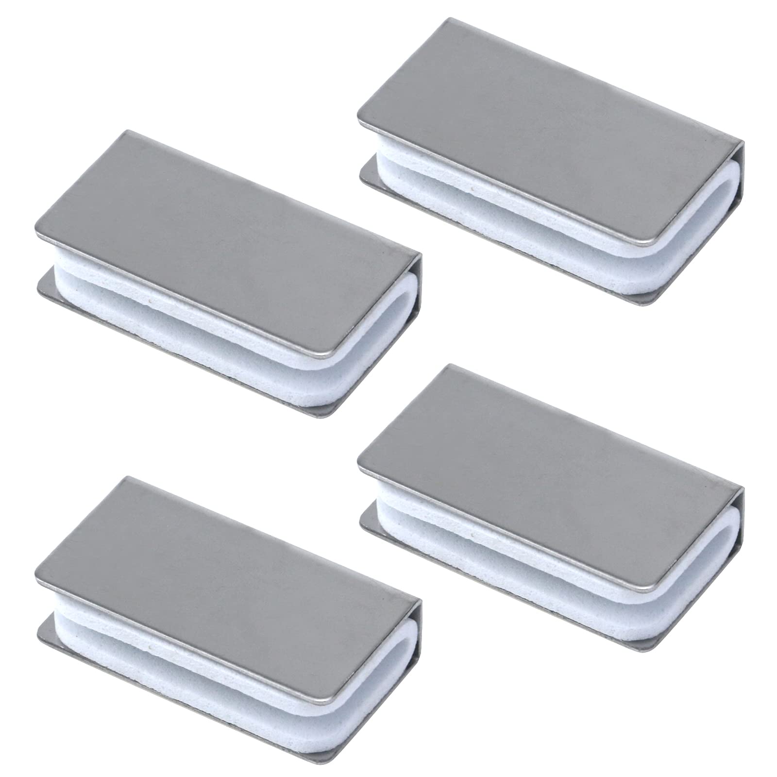 4-Pack Magnetic Glass Cabinet Latches - Silver Strikes Plate Touch Clamps for Wardrobe & Glass Doors