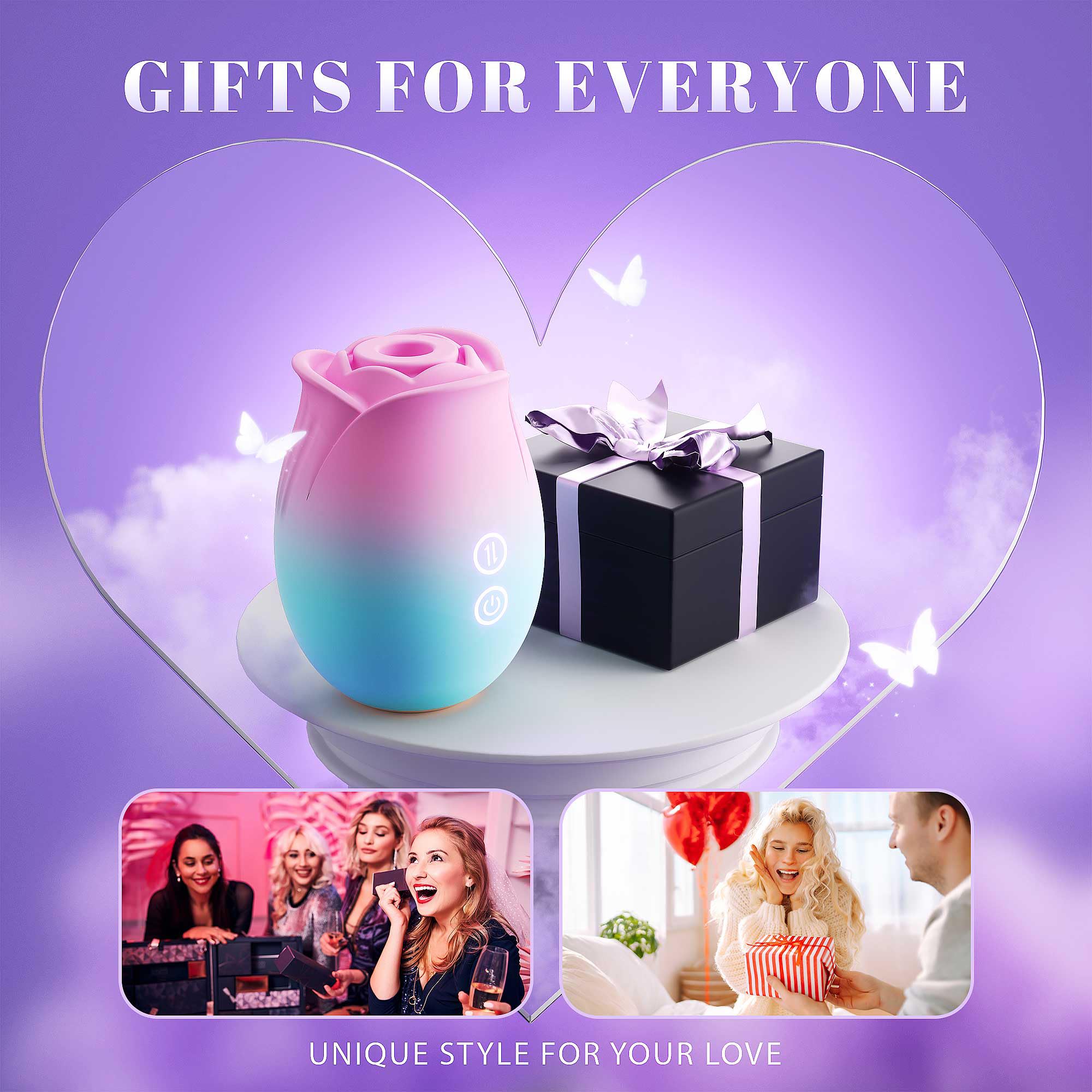 Premium Rose Vibrator for Women - 9 Suction Modes Clitoral & G-Spot Stimulator, Rechargeable Adult Toy for Couples & Solo Play - Perfect for Sensual Massage, Foreplay and Intimate Moments