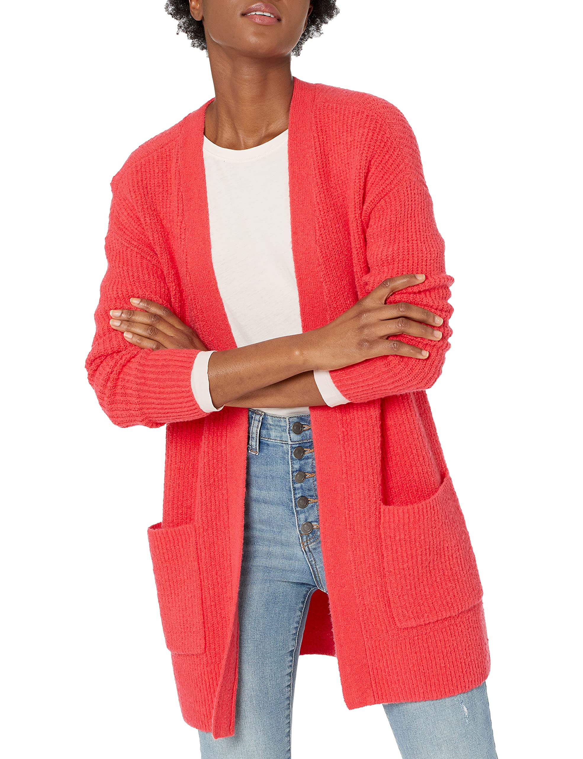 Goodthreads Women's Oversized Boucle Shaker Stitch Cardigan Sweater - Cozy Knit Open Front Long Cardigan for Fall & Winter - Perfect for Layering, Office Wear, and Casual Outfits