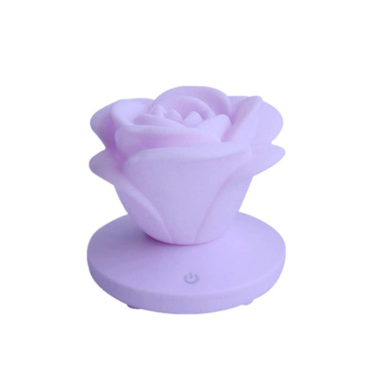 GJWEIYI Romantic Rose Night Light - USB Rechargeable LED Table Lamp with 3 Brightness Levels, Perfect Valentine's Day Gift & Home Decor (Purple) | Bedroom, Living Room, Wedding, Anniversary Decoration