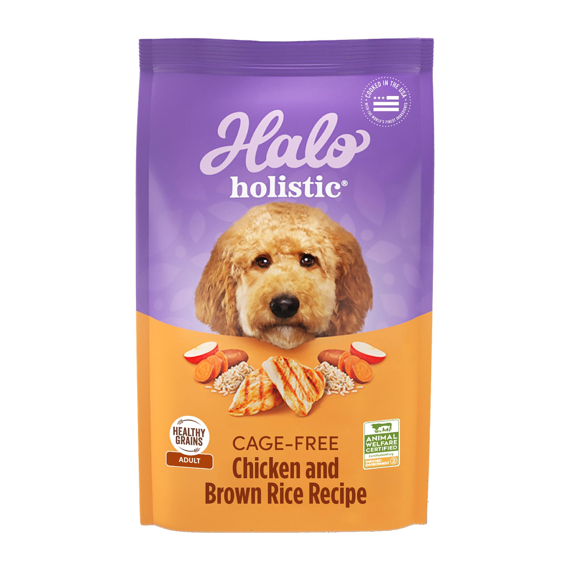 Halo Holistic Cage-Free Chicken & Brown Rice Dry Dog Food - Healthy Grain Recipe for Adult Dogs - Supports Complete Digestive Health - 21lb Bag - Perfect for Daily Meals & Sensitive Stomachs