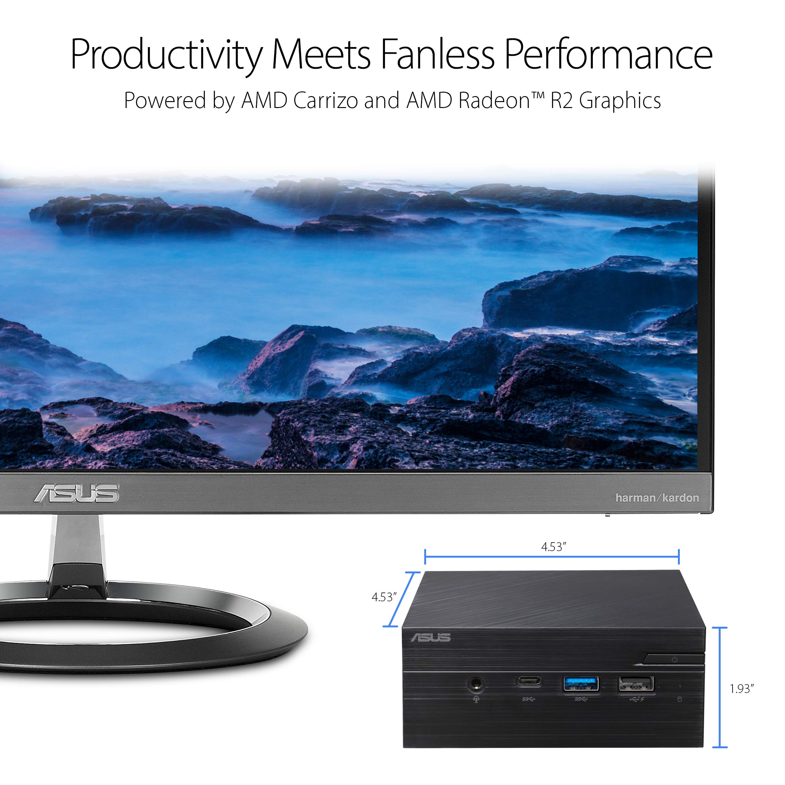 ASUS PN30 Mini PC Barebone with AMD E2-7015 Processor & Radeon R2 Graphics - Compact Desktop Computer with HDMI, USB-C, WiFi, Bluetooth, Gigabit LAN - Perfect for Home Office, Digital Signage & Space-Saving Workstations