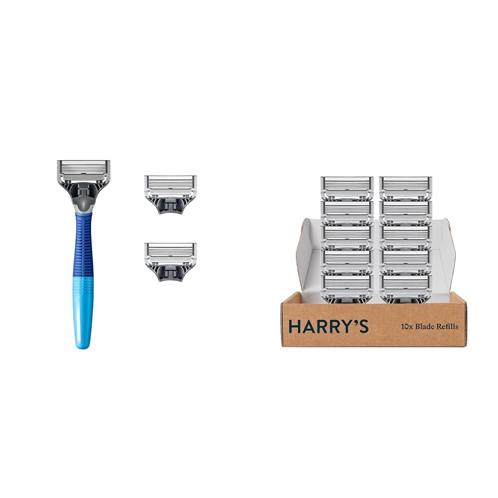 Harry's Razors for Men - Premium Shaving Kit with 1 Razor Handle & 10 Blade Refills - Smooth Shave for Sensitive Skin - Perfect for Travel, Gifts & Daily Grooming Routine